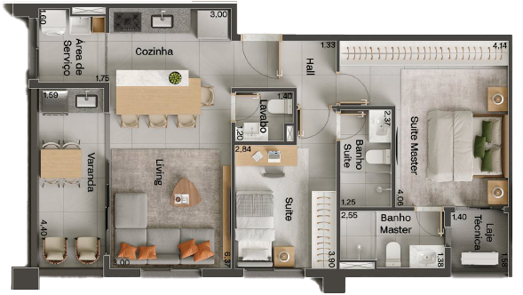 hype vaca brava 2s com varanda 75m